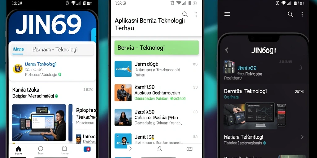 Tampilan antarmuka aplikasi JIN69 yang informatif dan modern.