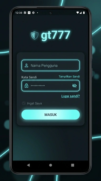 Tampilan halaman login gt777